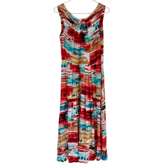 AGB Dresses & Skirts - AGB colorful high neck pleated skirt maxi long resort wear vacation sun dress Sm